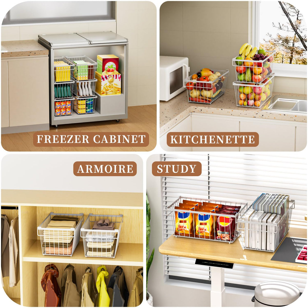 ANJUBAN dimensions 14.6x6x6.7 inch bin fits seven cubic feet freezers.