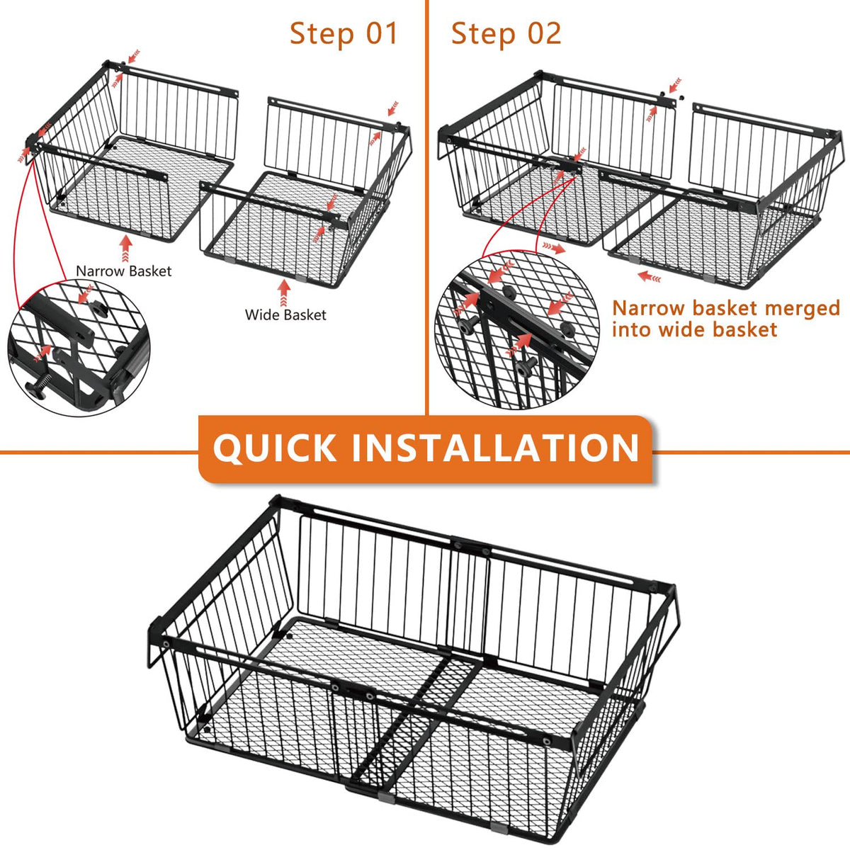 ANJUBAN non-slip-bead bottom keeps bins steady on shelves