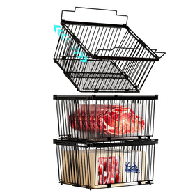 ANJUBAN freezer organizer bin with expandable fit for 5-9 cubic feet freezers.