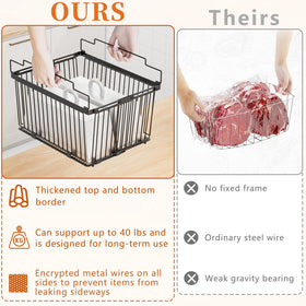 ANJUBAN freezer organizer bin with collapsible handles for easy stacking.