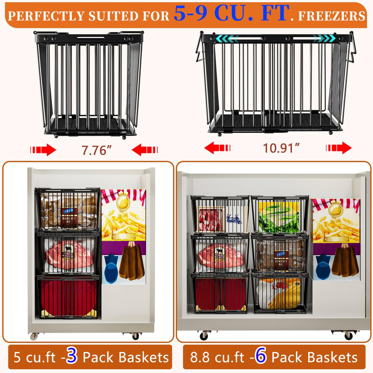 ANJUBAN freezer organizer bin with encrypted sides to guard against leaks.