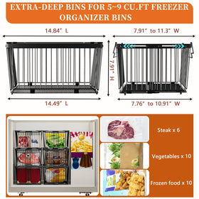 ANJUBAN freezer organizer bin with reinforced thick frame for durability.