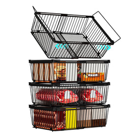ANJUBAN large freezer organizer bins 4-pack on a shelf shows tidy storage benefits