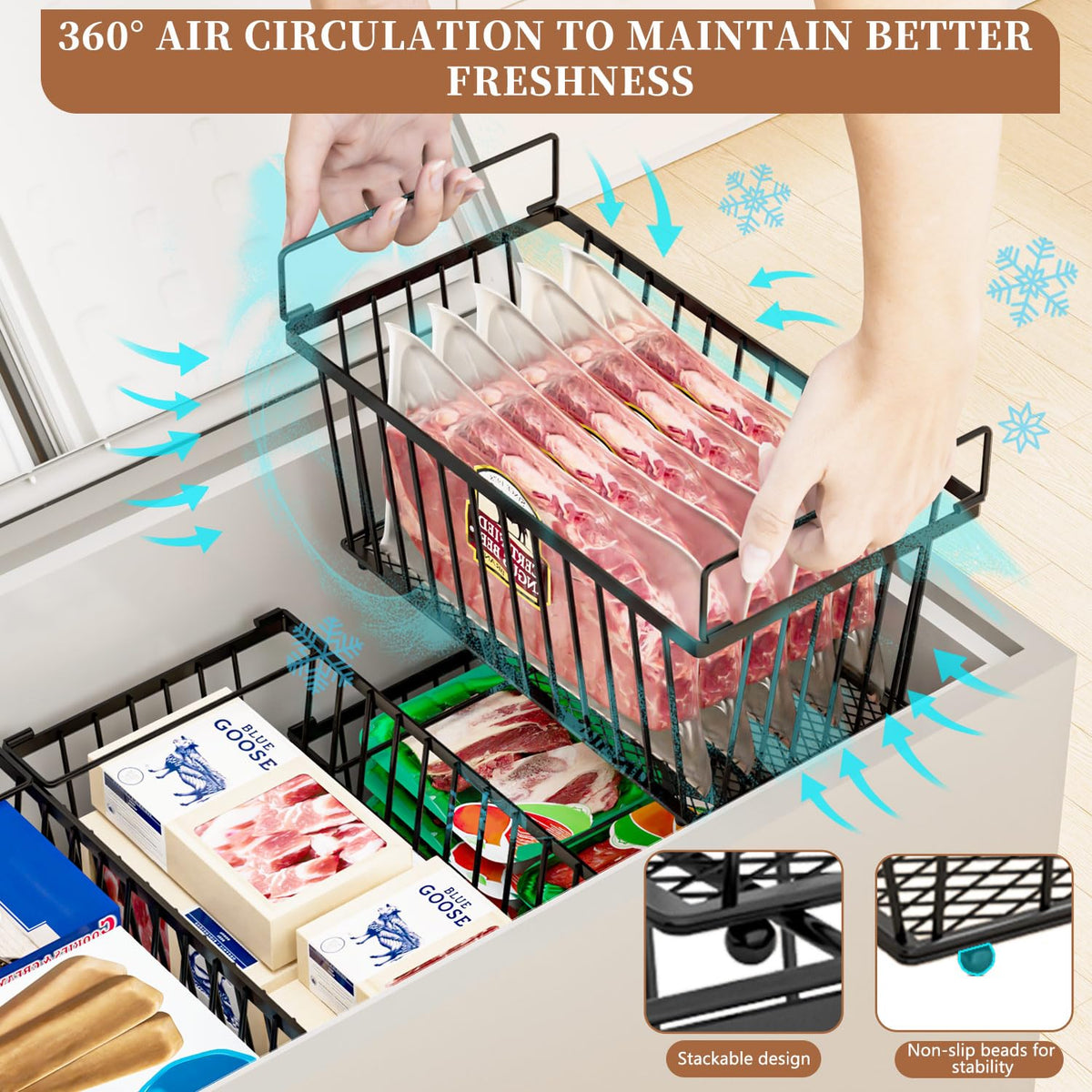 ANJUBAN seven-cubic-foot freezer bins with easy labeling
