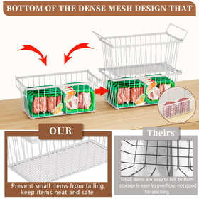 ANJUBAN stackable freezer bin setup saves vertical space in a busy freezer.