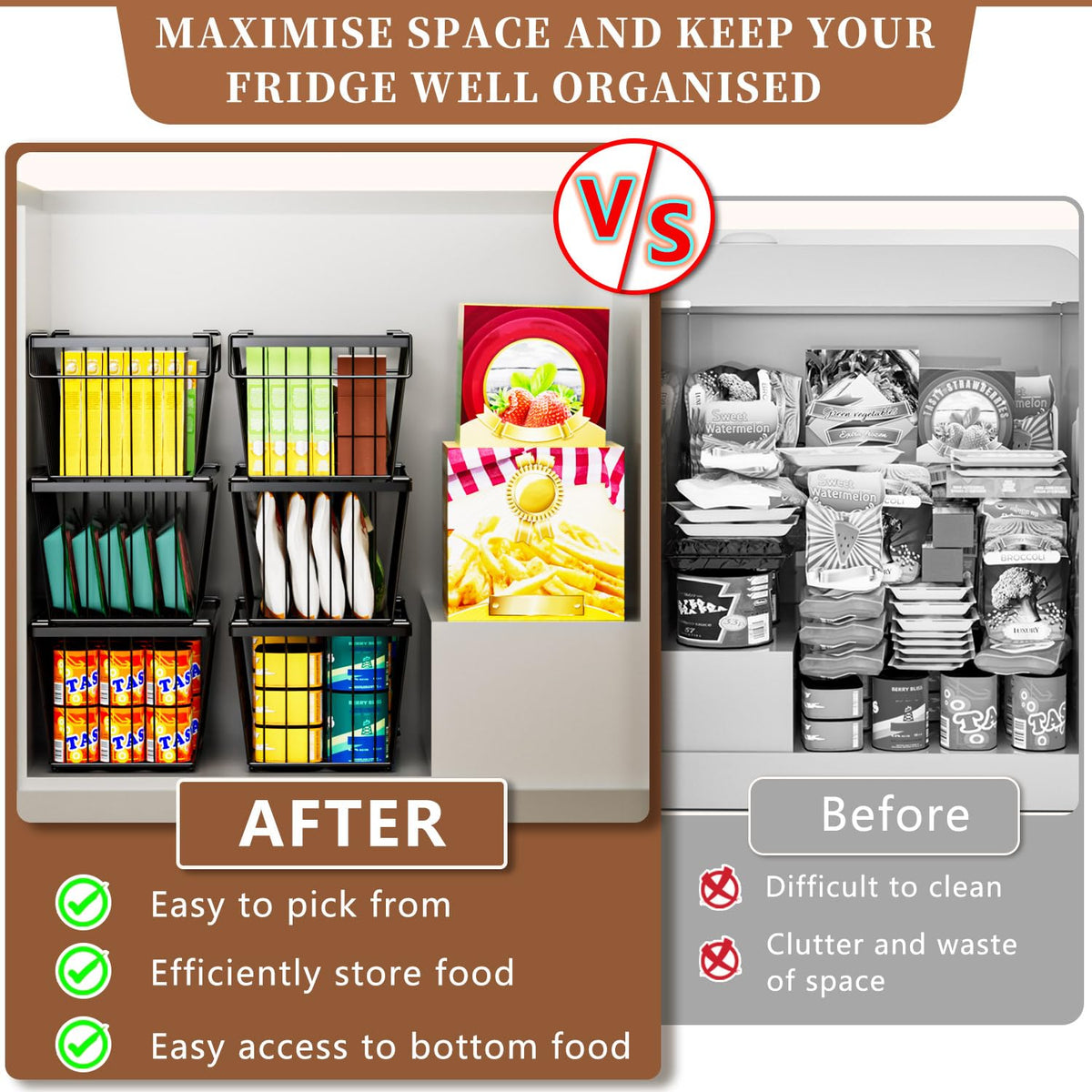 ANJUBAN twenty-five percent more storage space for better freezer organization.