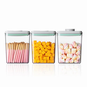 Ankou Pop airtight containers 3pc stackable lids keep pantry organized and accessible.