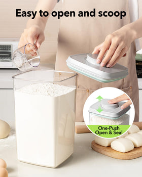 Ankou 4L square storage container demonstrates space-saving pantry organization.