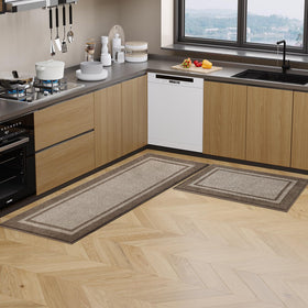Anllugs kitchen rug beige-grayish-brown shade matches any kitchen decor