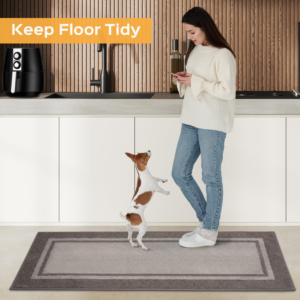 Anllugs kitchen rug by the sink area for wet task protection