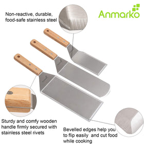 Anmarko metal spatula griddle turner for precise control on flat tops.