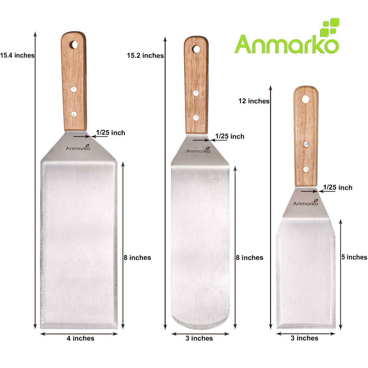 Anmarko metal spatula hamburger turner ideal for flipping thick patties.