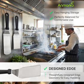 Anmarko beveled-edge spatula prevents scratches on cast iron