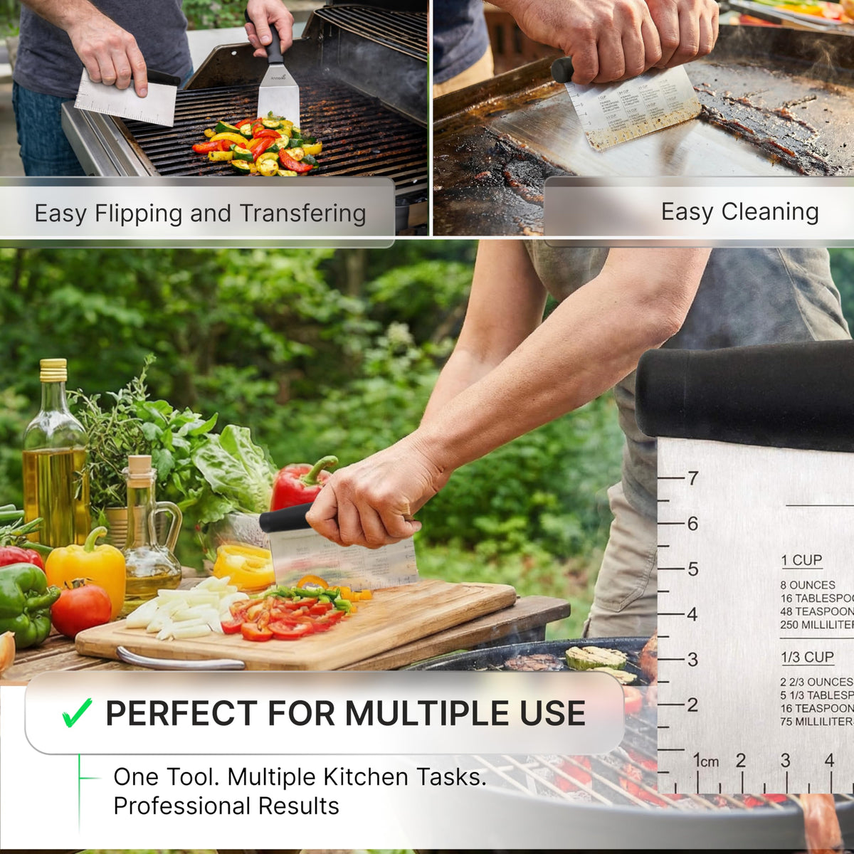 Anmarko flat-top spatula ideal for teppanyaki and grill tops