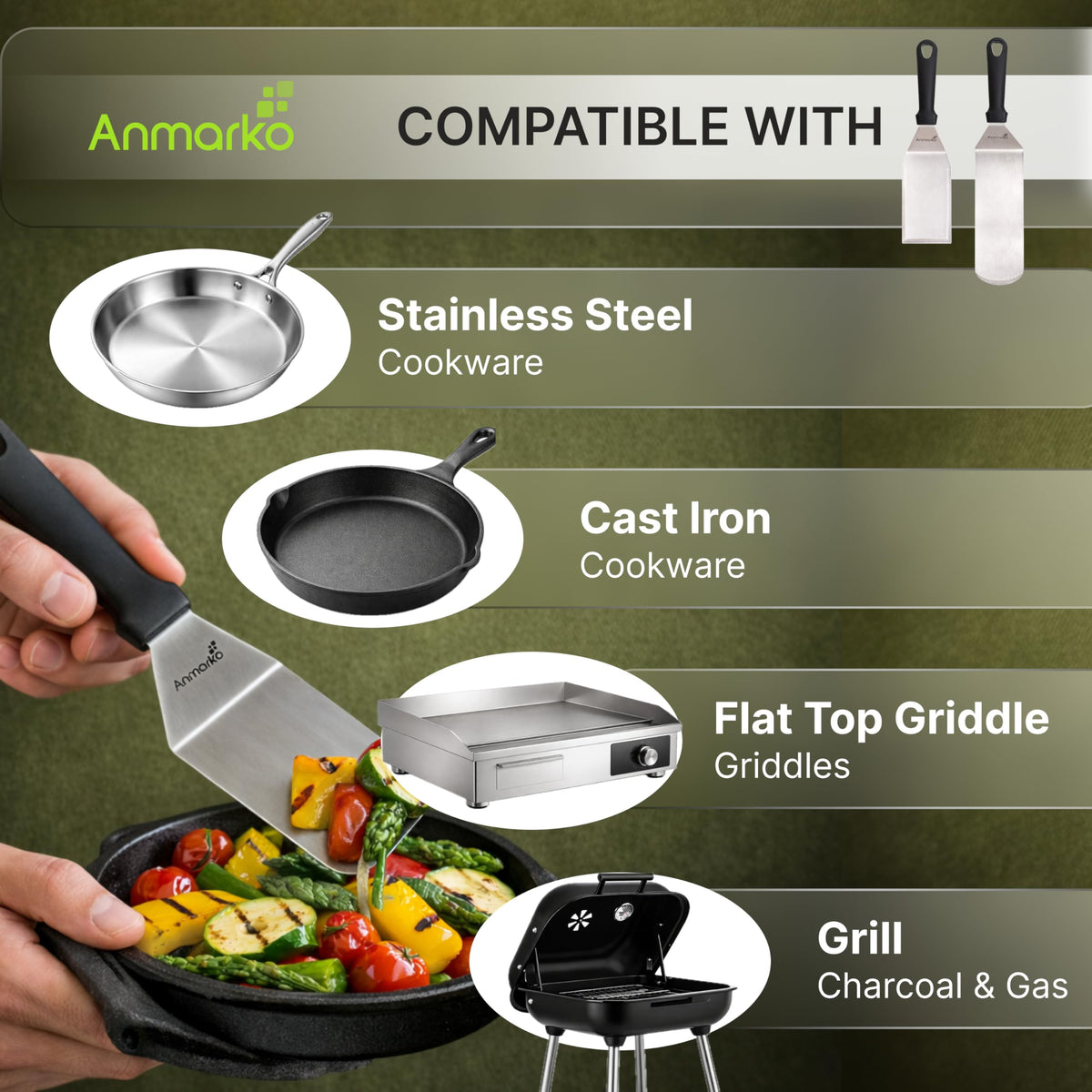 Anmarko stainless steel scraper for efficient cleanup after cooking