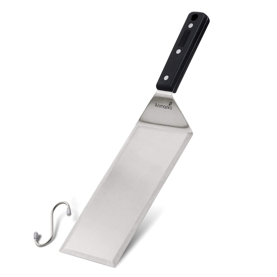 Anmarko Turner 4x8 stainless griddle spatula blade for flipping burgers and scraping.