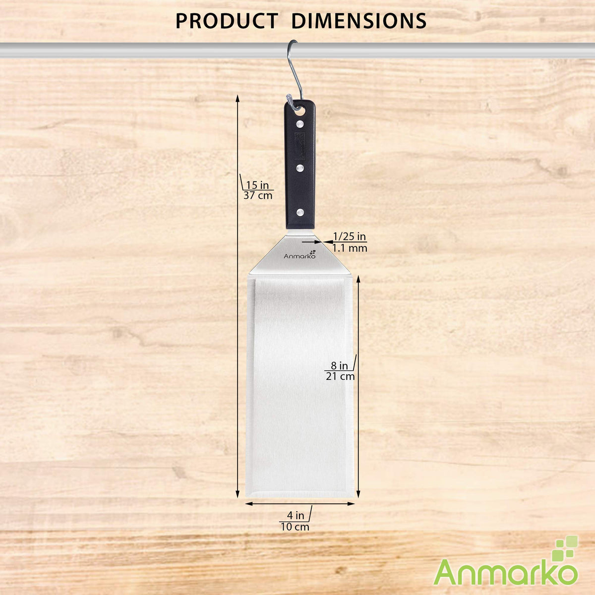 Anmarko dishwasher-safe spatula ready for quick cleanup after grilling.