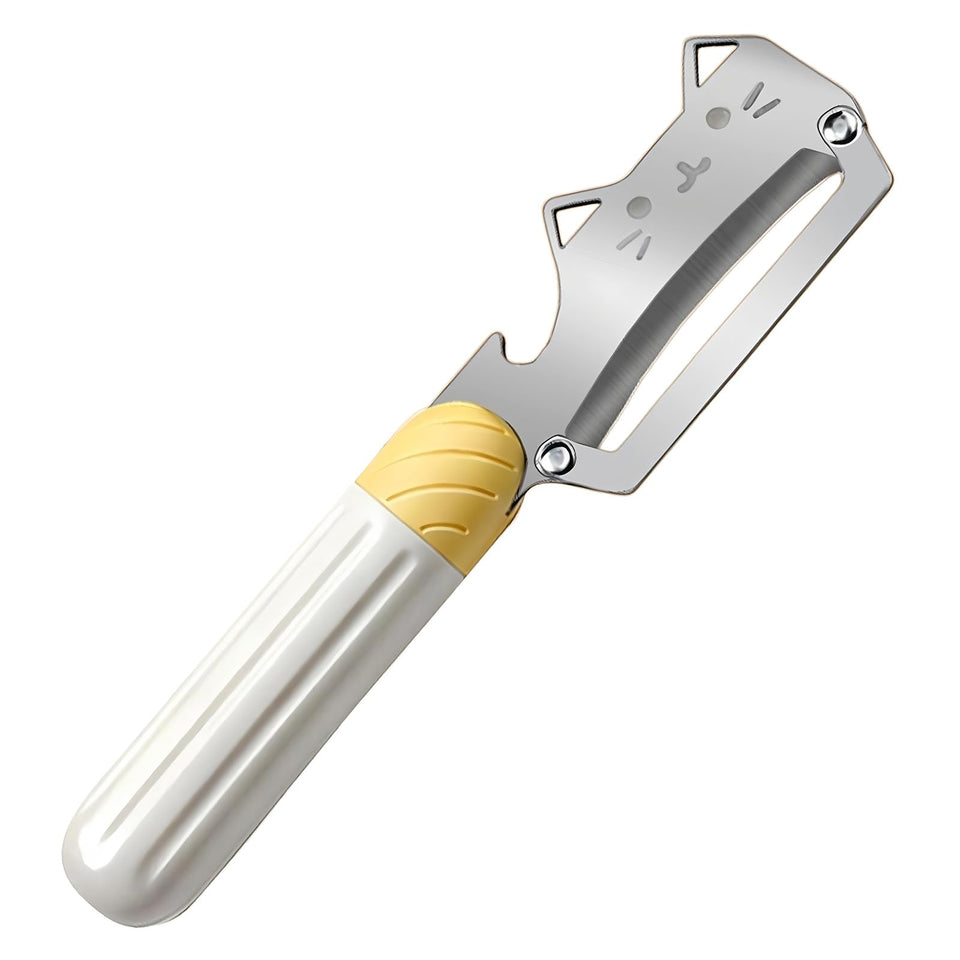 ANMIOU multifunctional peeler with bottle opener for quick kitchen prep and bottle access.