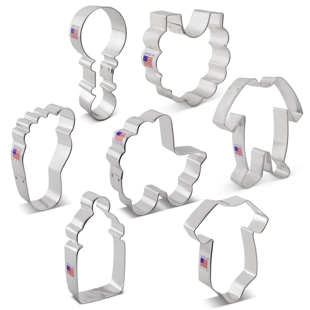 Ann Clark 7-Pc Baby Shower rattle cutter for playful cookies