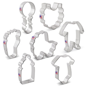 Ann Clark 7-Pc Baby Shower rattle cutter for playful cookies