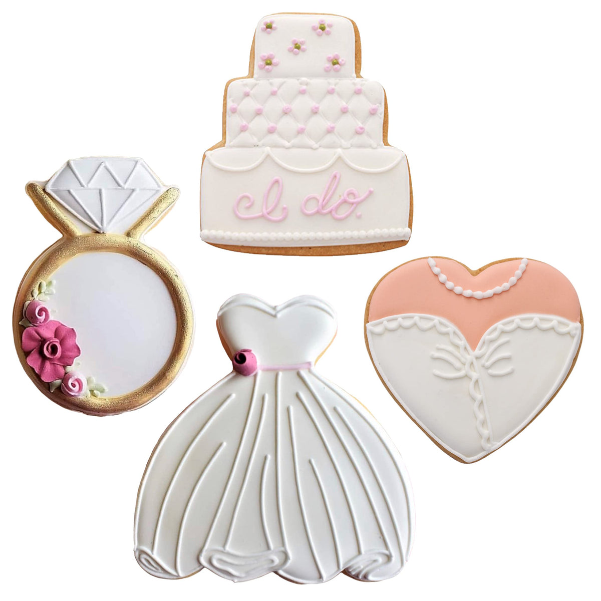 Ann Clark Diamond Ring cookie cutter yields sparkling ring shapes for favors.