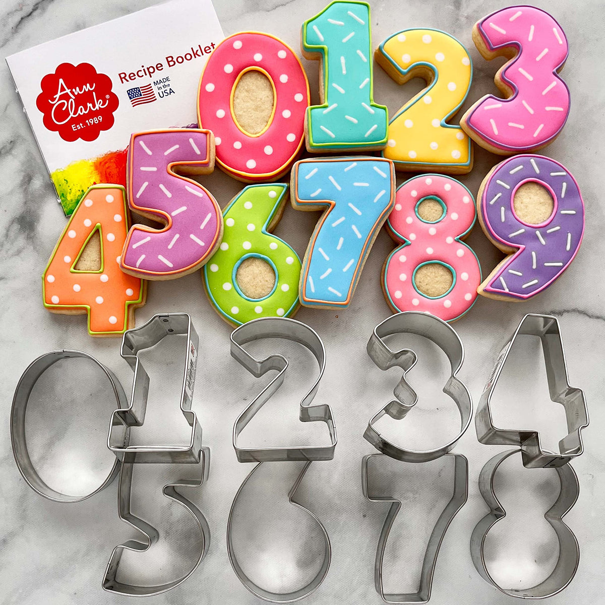 Ann Clark Number Cookie Cutters dough-cutting action yields clean shapes