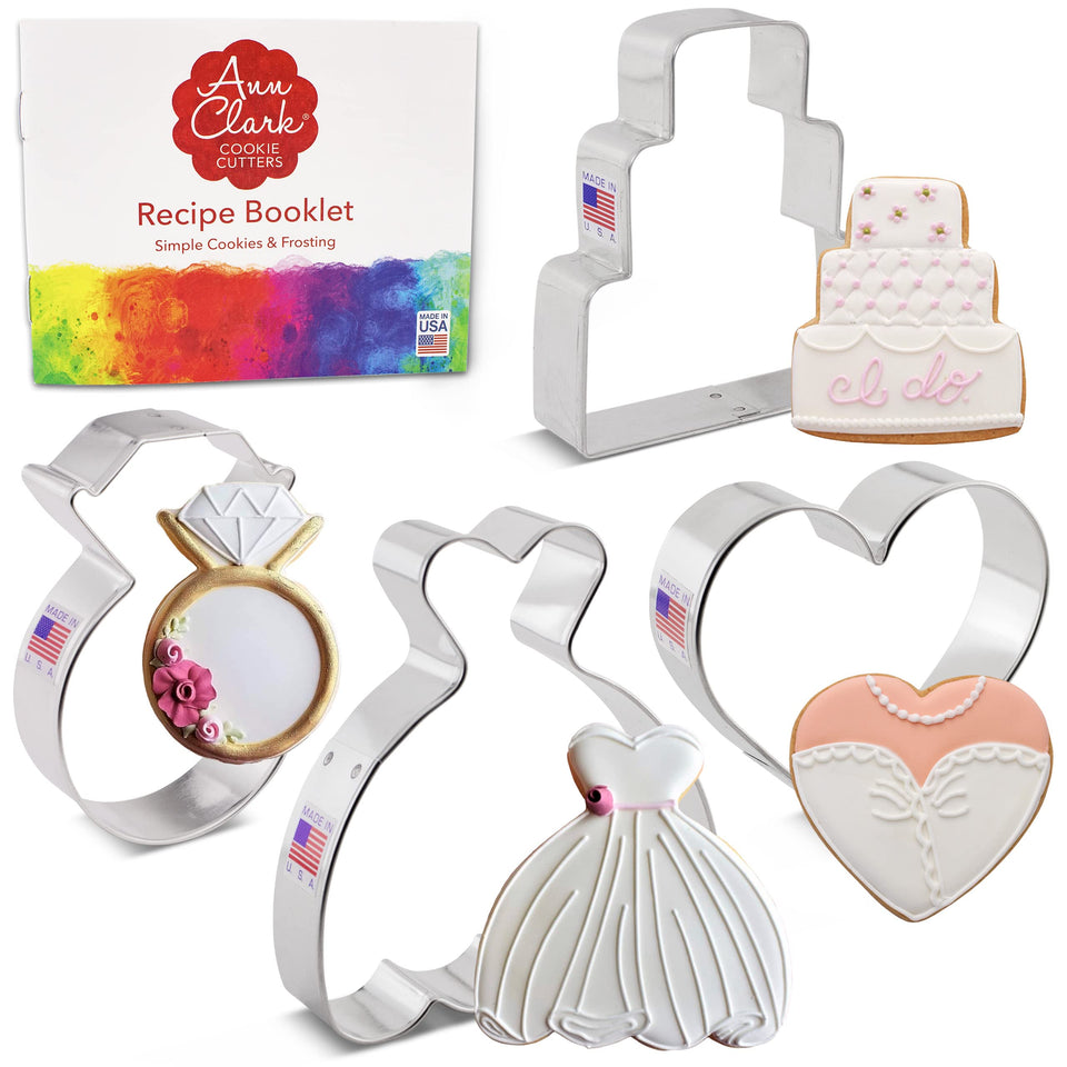 Ann Clark Wedding Dress cookie cutter creates precise bridal cookies for celebrations.