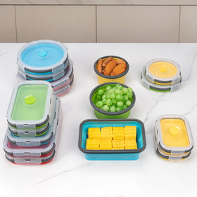 Annaklin rectangular 40.5oz blue container for bulk storage.