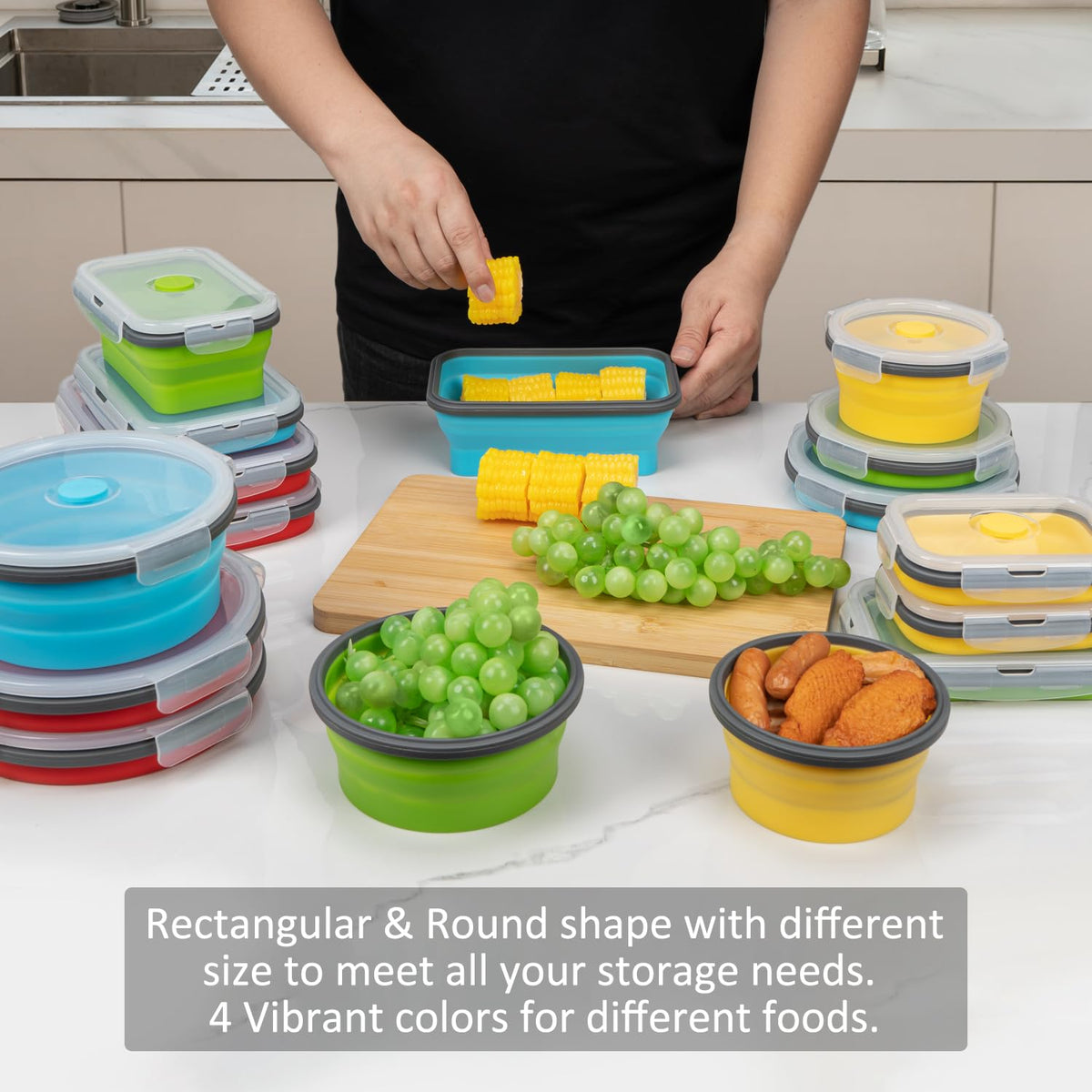 Annaklin round 11.8oz green container ideal for on the go meals.