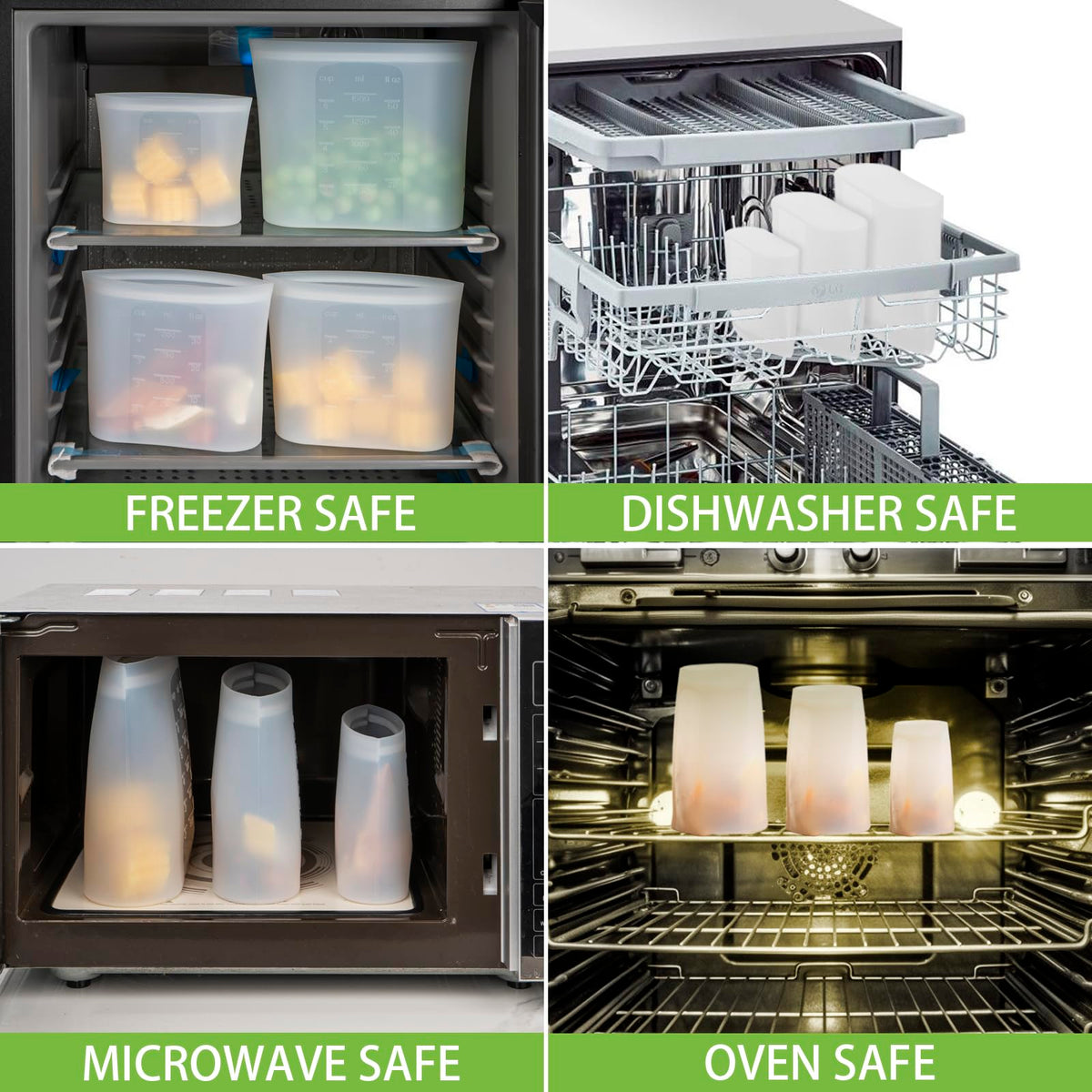 Annaklin thick food-grade silicone offers durable, non-toxic storage