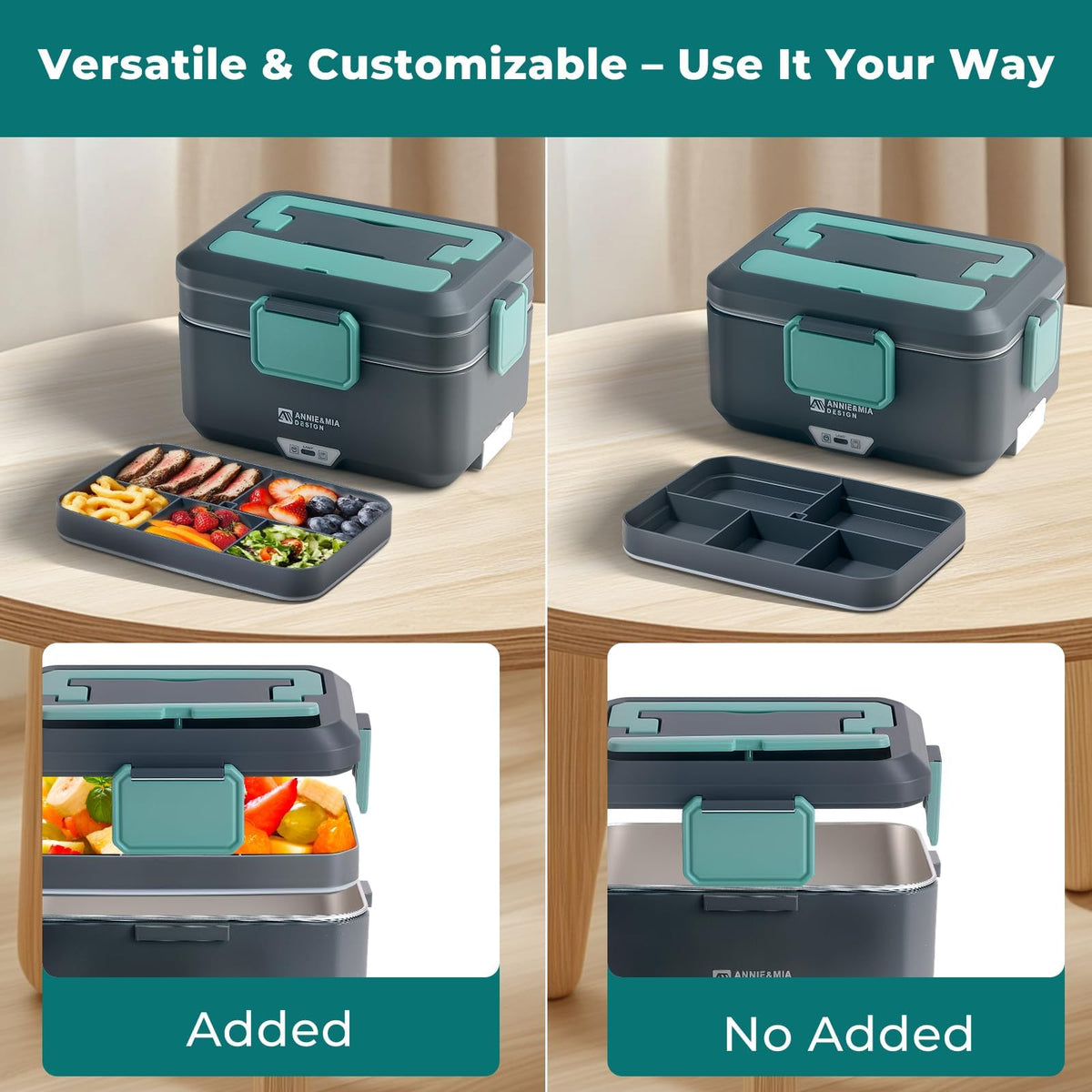 Annie & Mia Design easy-clean removable container simplifies maintenance.