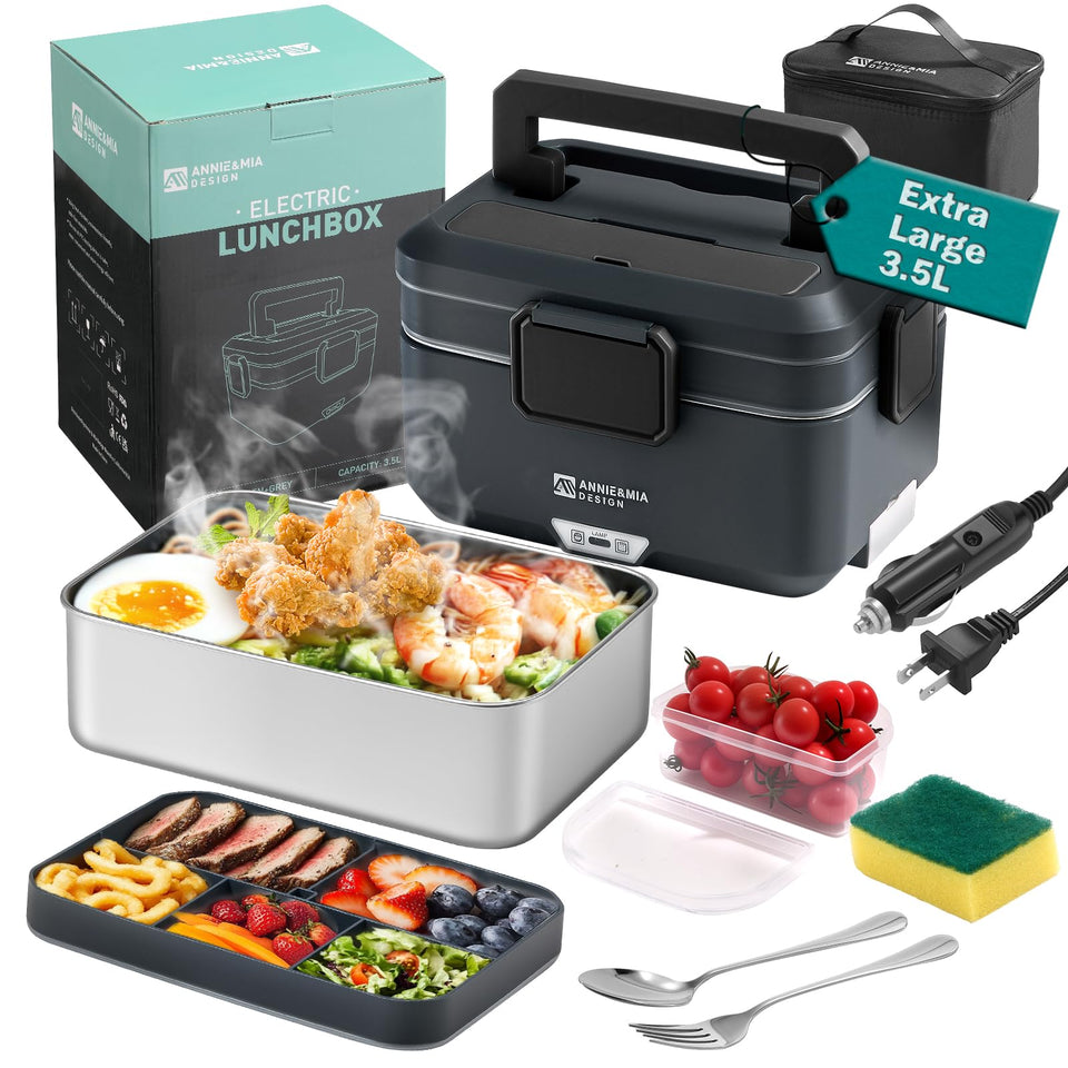 Annie and Mia Design electric lunch box 3.5L capacity for filling, convenient lunch on the go.
