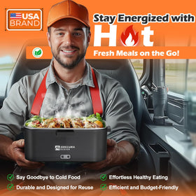 Annie & Mia Design electric lunch box interior container in stainless steel.