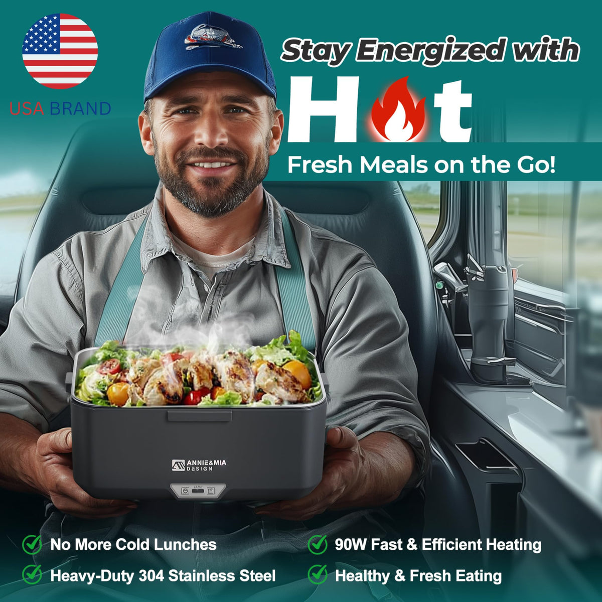 Annie & Mia Design stainless steel interior container preserves hygiene while staying hot