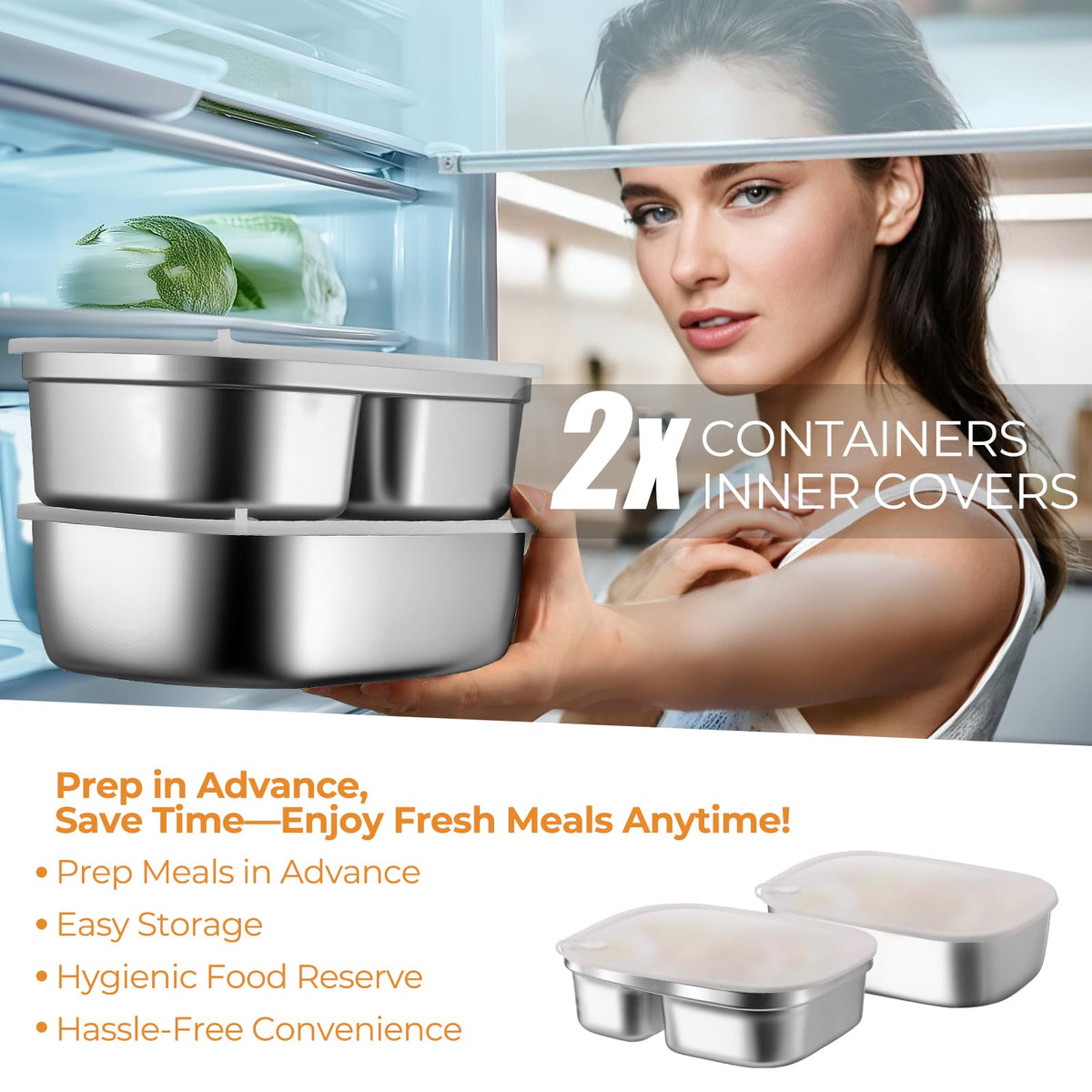 Annie & Mia Design dual-container interior with 1.5L capacity for ample portions.