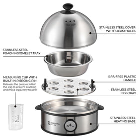 Annie & Mia Design poaching-omelet-bowl in stainless steel enables versatile egg styles