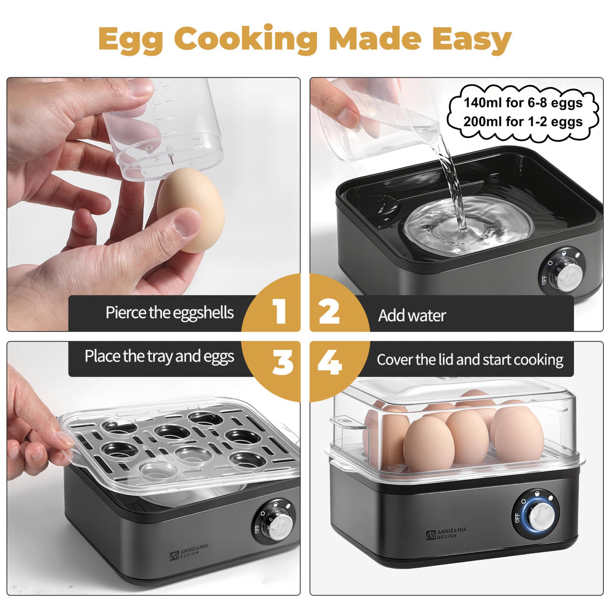 Annie & Mia Design ready buzzer signals when eggs are done.