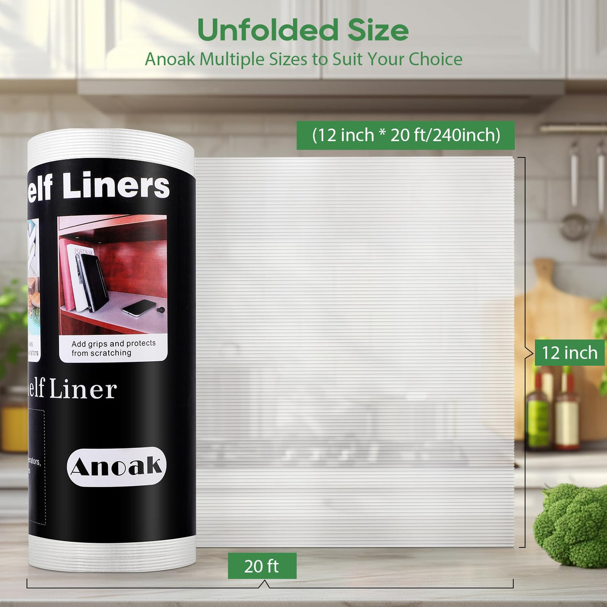Anoak drawer liner helps organize and protect drawers and shelves