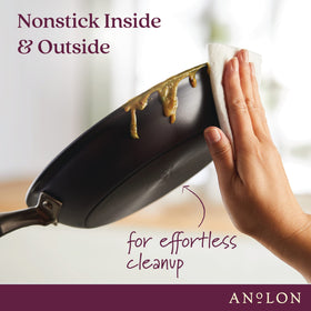 Anolon Advanced Home Moonstone handle close-up highlighting secure grip and control.
