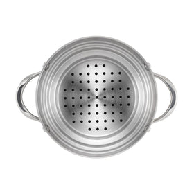 Anolon Classic steamer insert shown as dishwasher-safe for easy cleanup.