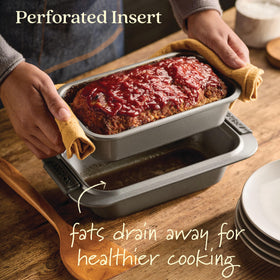 Two-loaf-pan set arranged for baking meatloaf or breads.