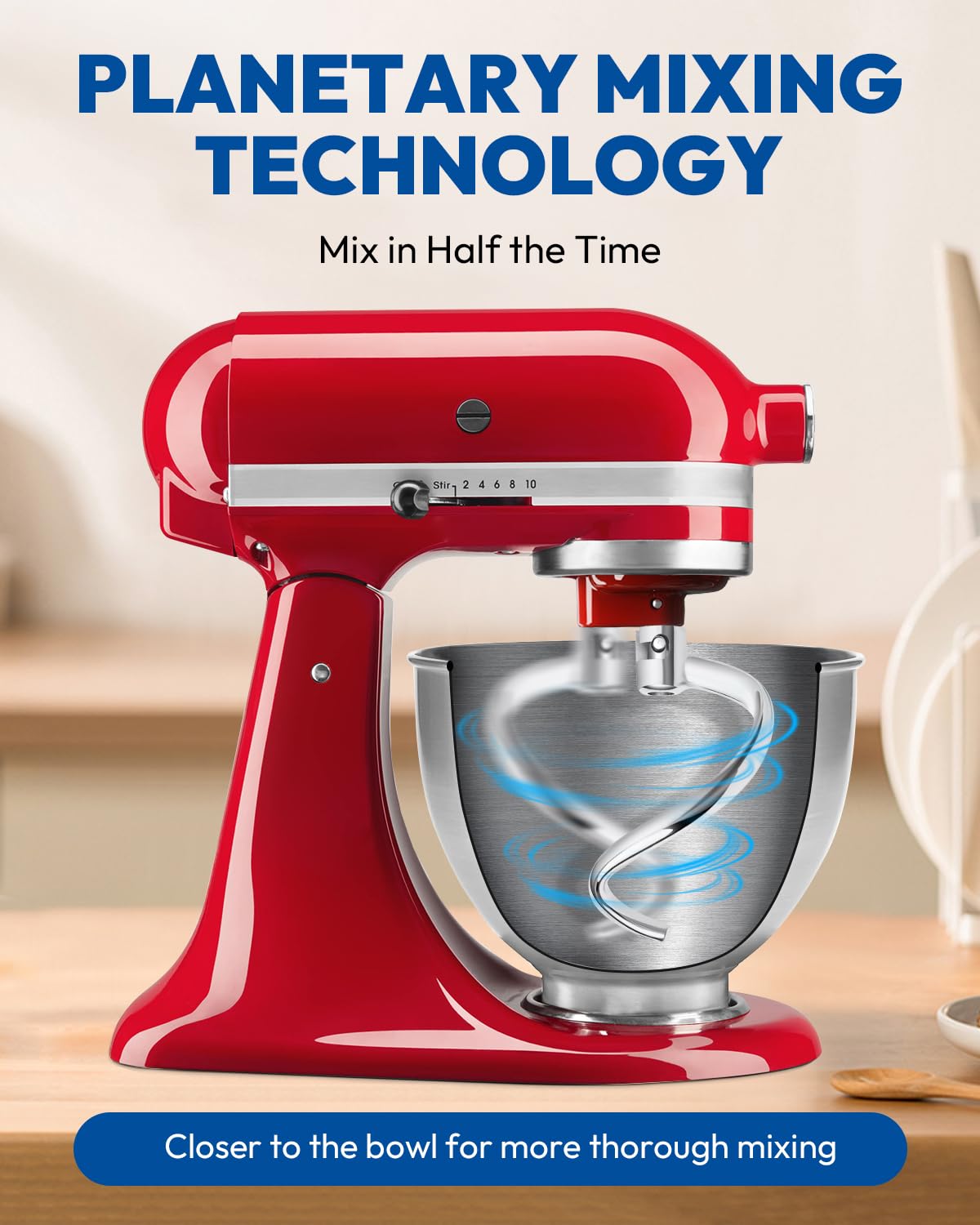 Anonemoto dough hook attached to KitchenAid bowl during kneading.