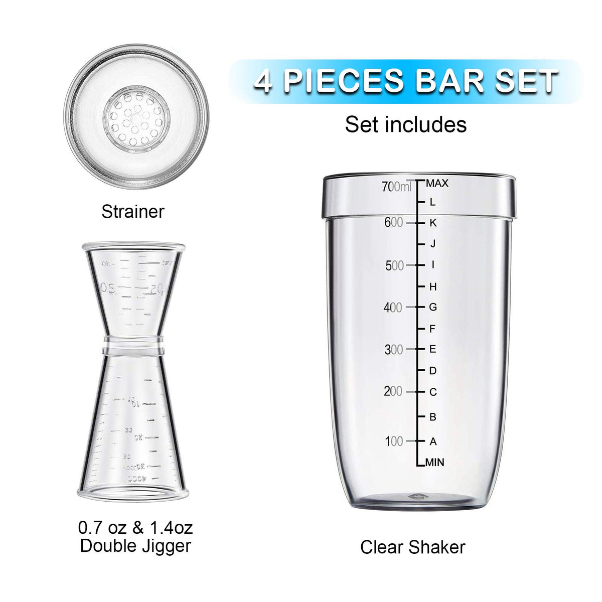 Another plastic bar shaker 24oz ideal for quick, smooth cocktail mixing
