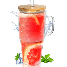 ANOTION 40oz glass tumbler with handle, ideal for on-the-go hydration