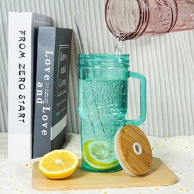 ANOTION colorful glass cups on kitchen counter add cheerful vibe.