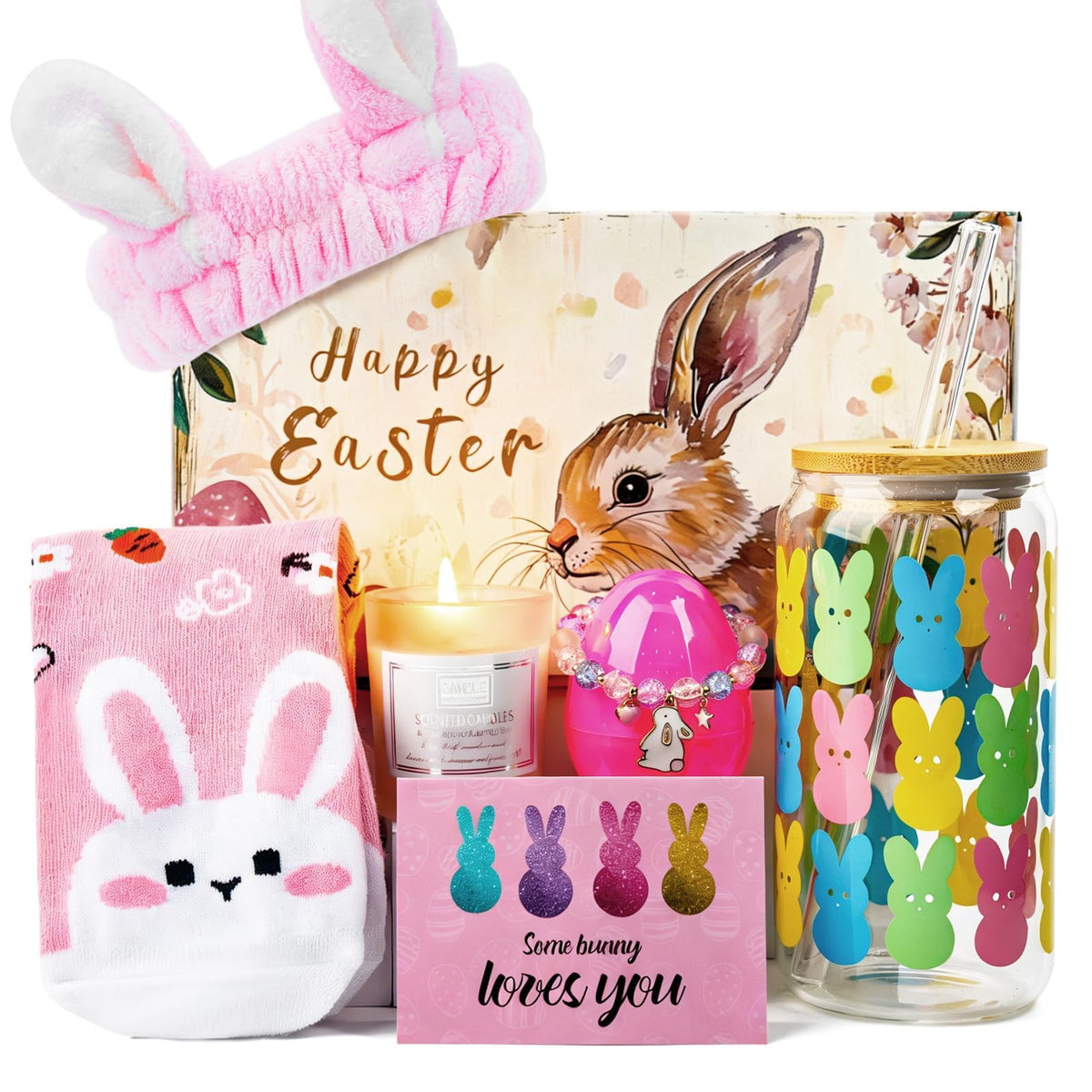 ANOTION bunny glass cup ideal for iced coffee and refreshing beverages.