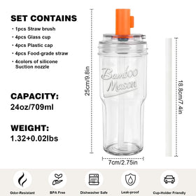 ANOTION glass tumbler with lids and straws keeps beverages dust-free and ready to sip.