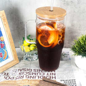 ANOTION long glass straw close-up for easy sipping from hot or cold drinks