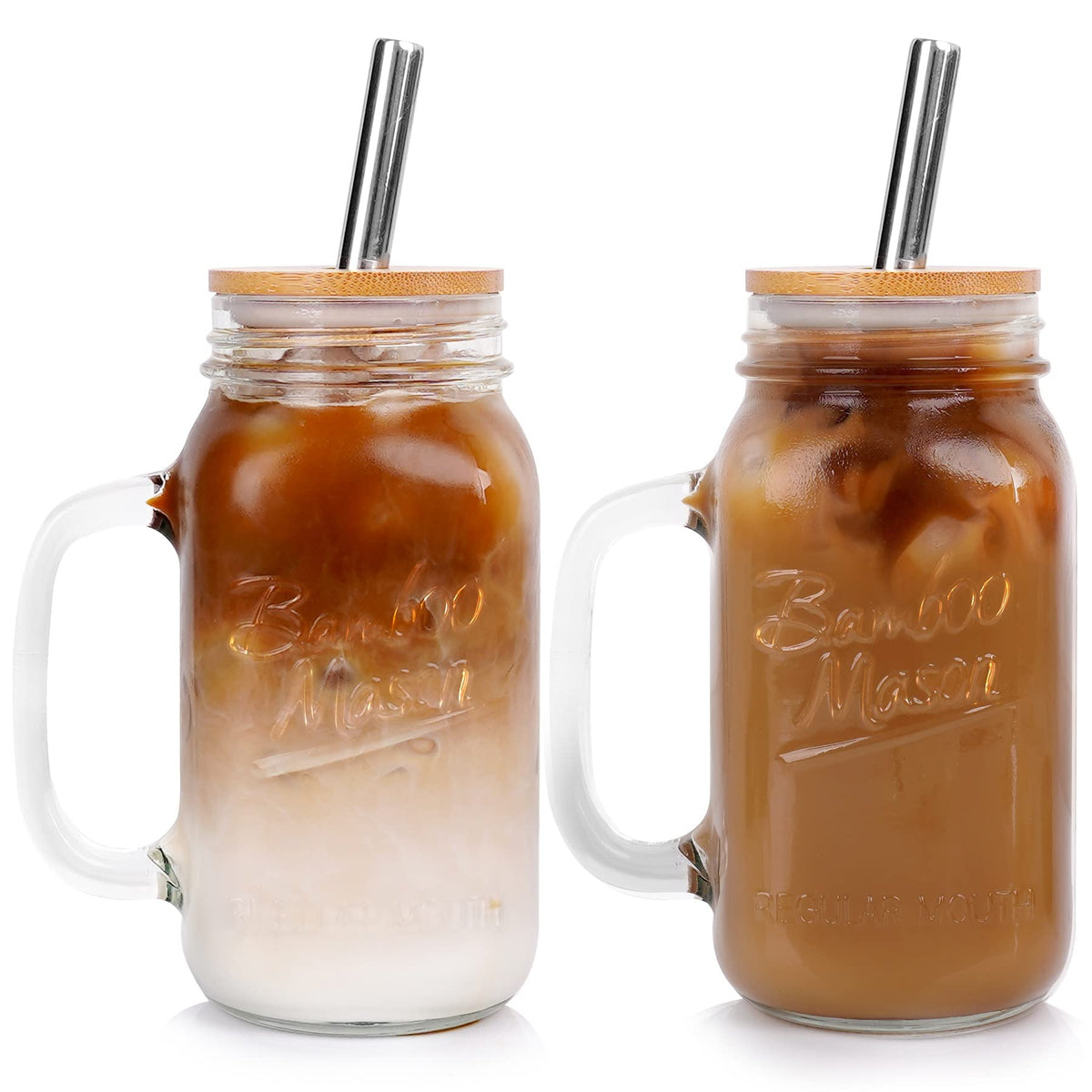 ANOTION mason jar with lid and straw highlights 24 oz capacity for on the go drinks