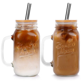 ANOTION mason jar with lid and straw highlights 24 oz capacity for on the go drinks